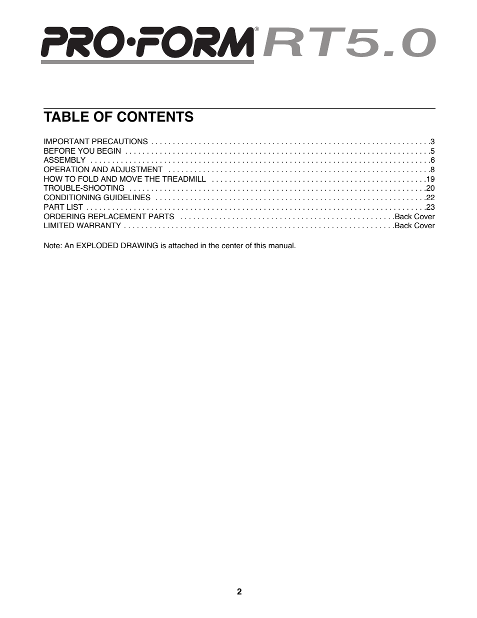 ProForm PFTL89200 User Manual | Page 2 / 26