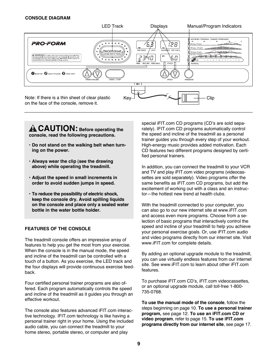 Caution | ProForm PFTL89200 User Manual | Page 9 / 26