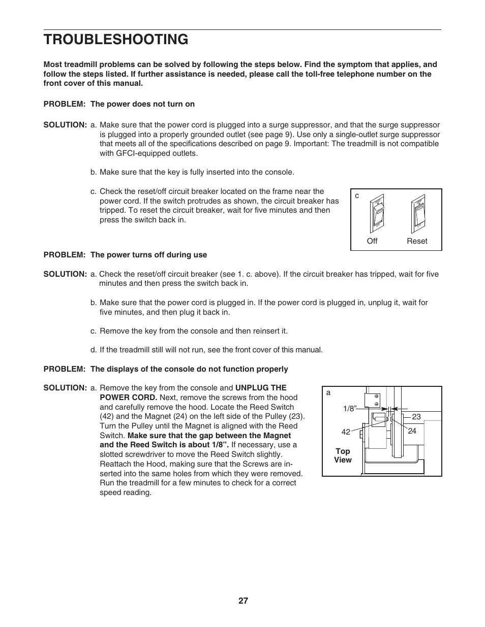 Troubleshooting | ProForm PFTL81405.0 User Manual | Page 27 / 34