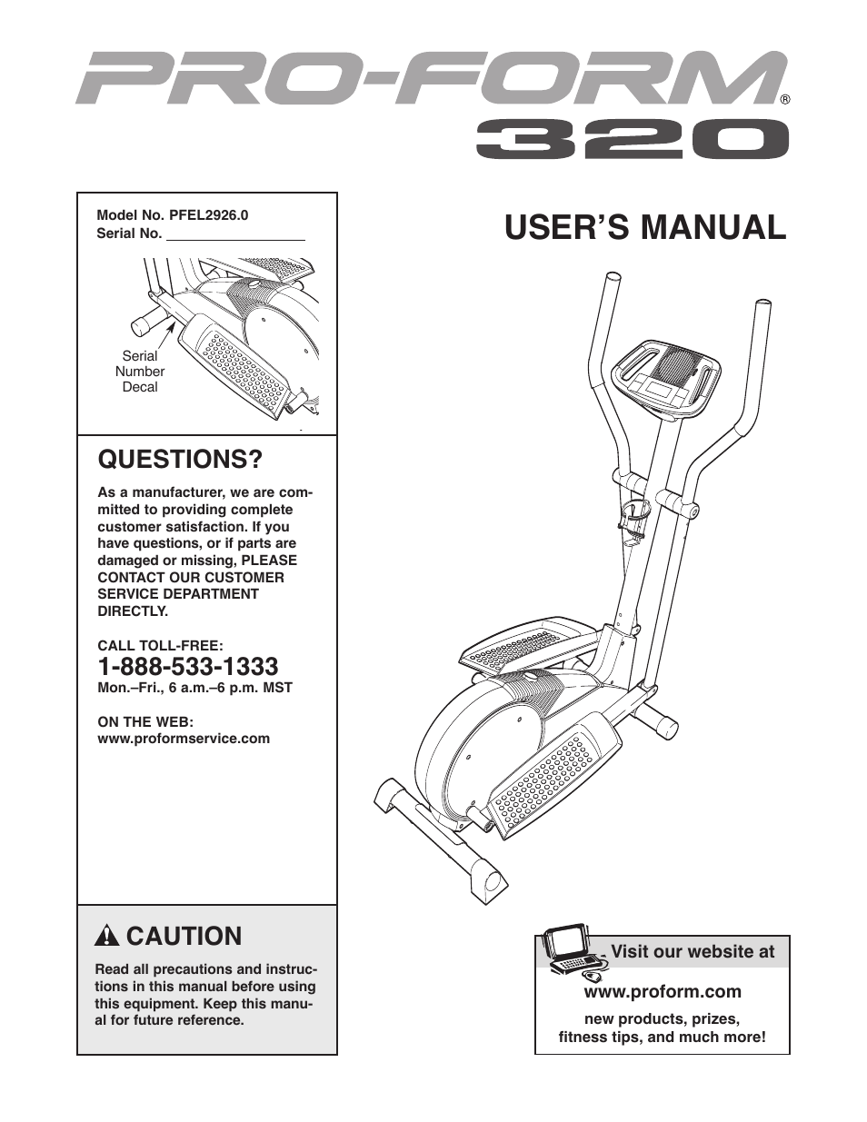 ProForm PFEL2926.0 User Manual | 16 pages