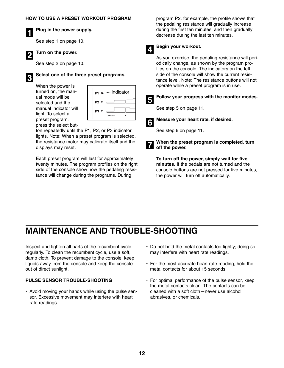 Maintenance and trouble-shooting | ProForm 985 Rt User Manual | Page 12 / 16