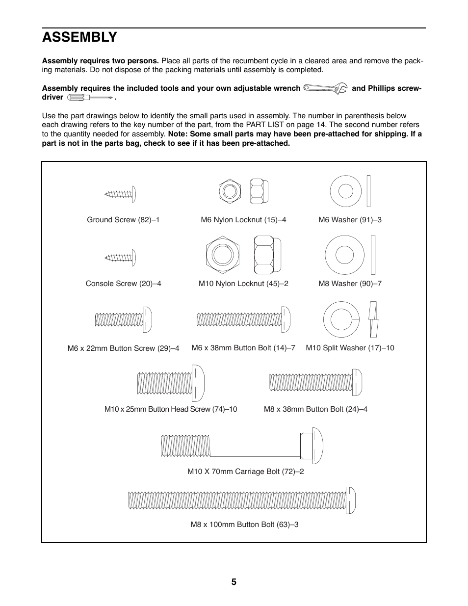 Assembly | ProForm 985 Rt User Manual | Page 5 / 16