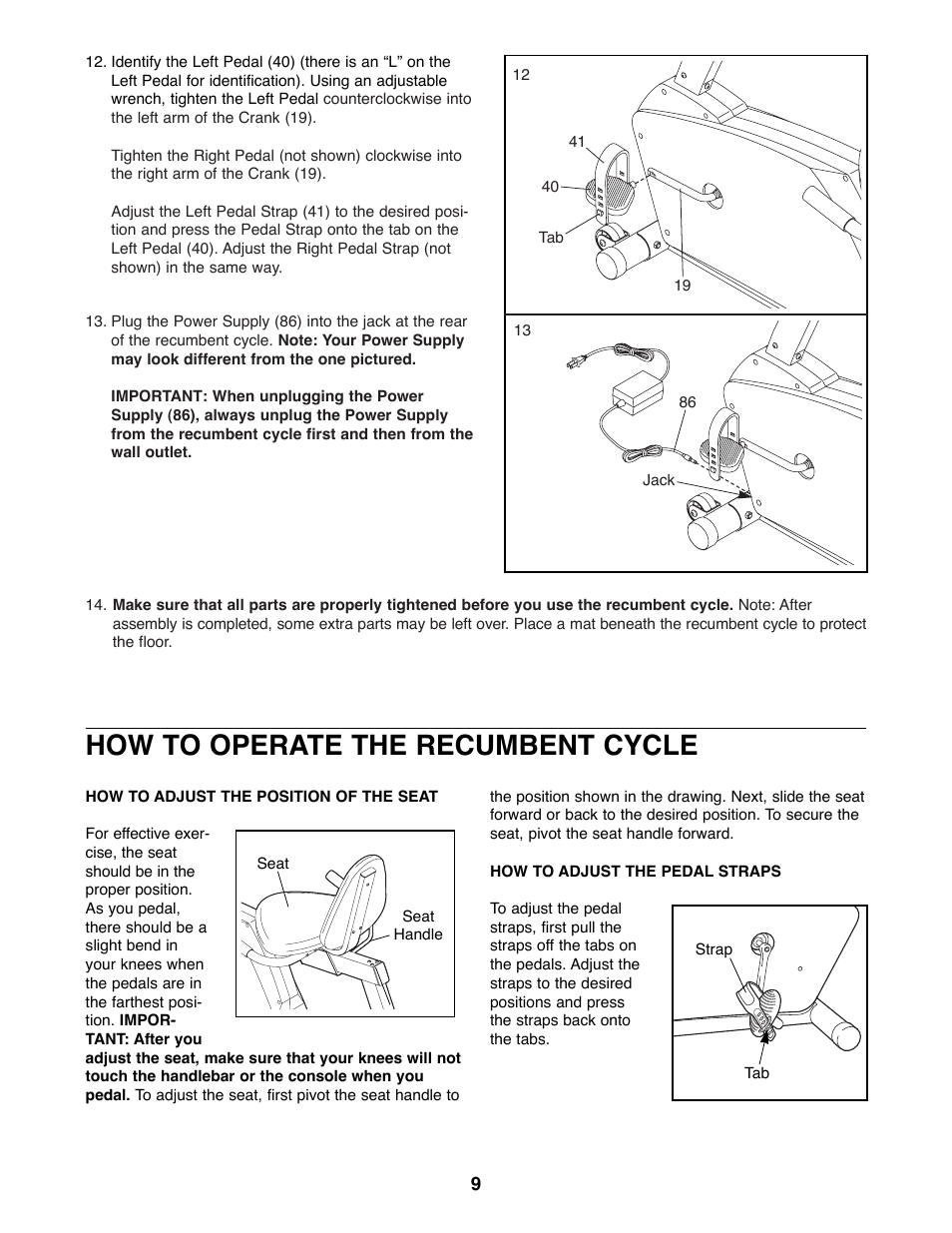 How to operate the recumbent cycle | ProForm 985 Rt User Manual | Page 9 / 16