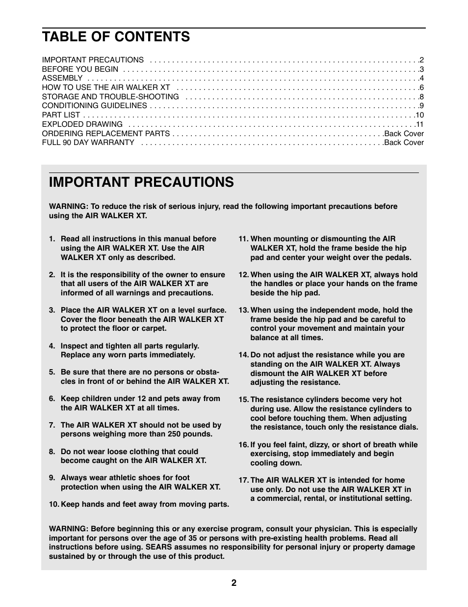 ProForm No. 831.290880 User Manual | Page 2 / 12