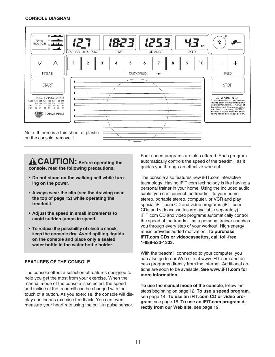 Caution | ProForm 445i User Manual | Page 11 / 32