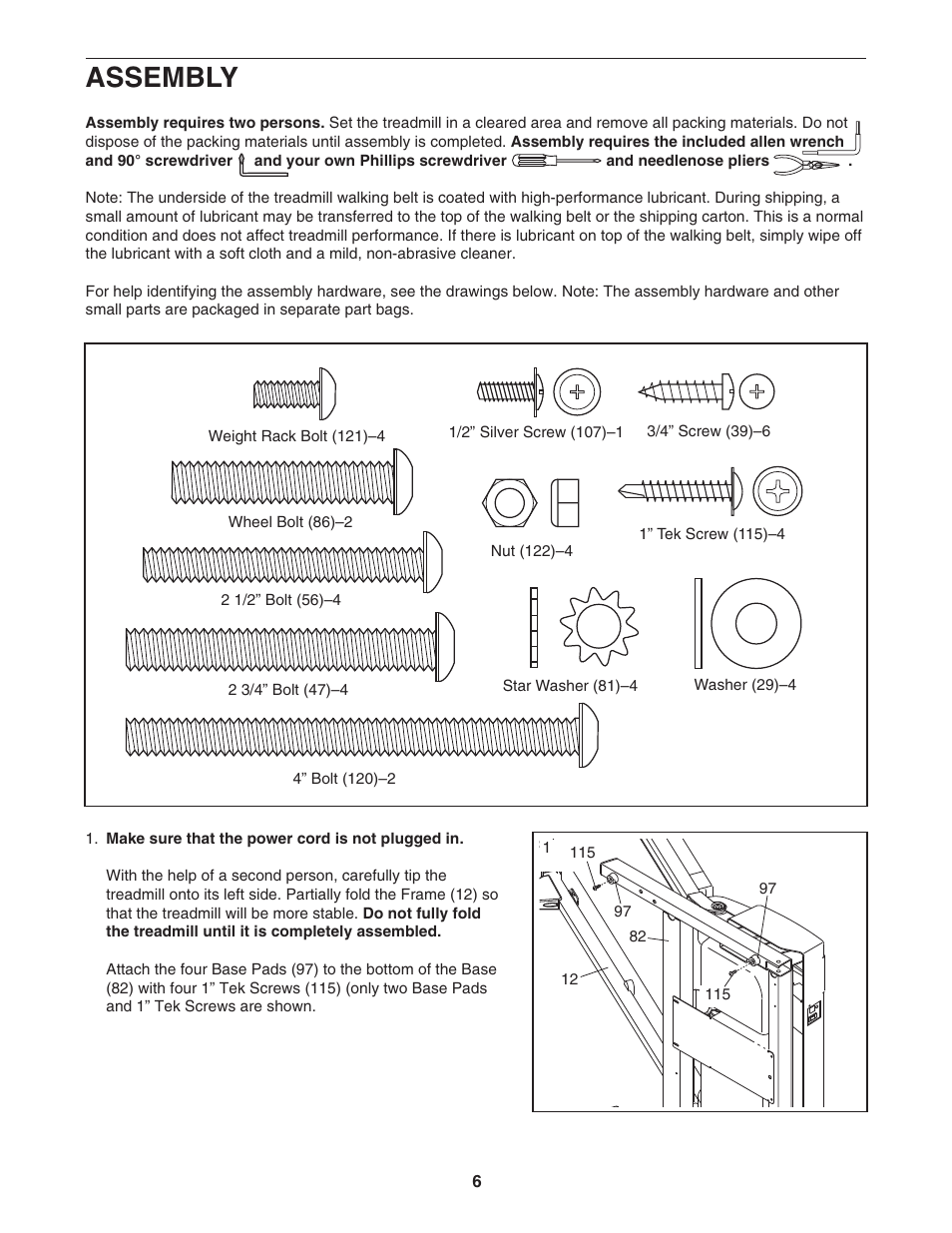 Assembly | ProForm 445i User Manual | Page 6 / 32