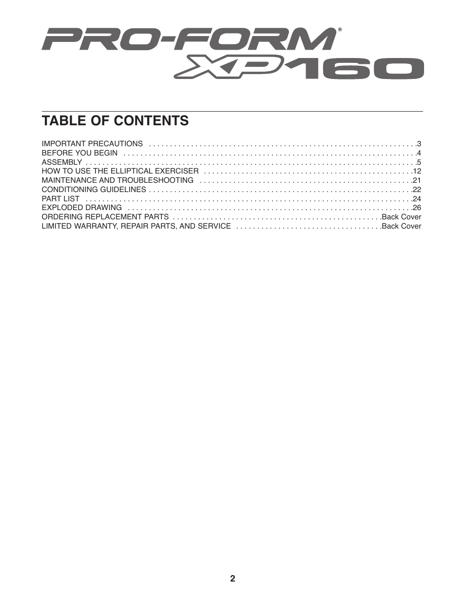 ProForm 831.28645.0 User Manual | Page 2 / 28