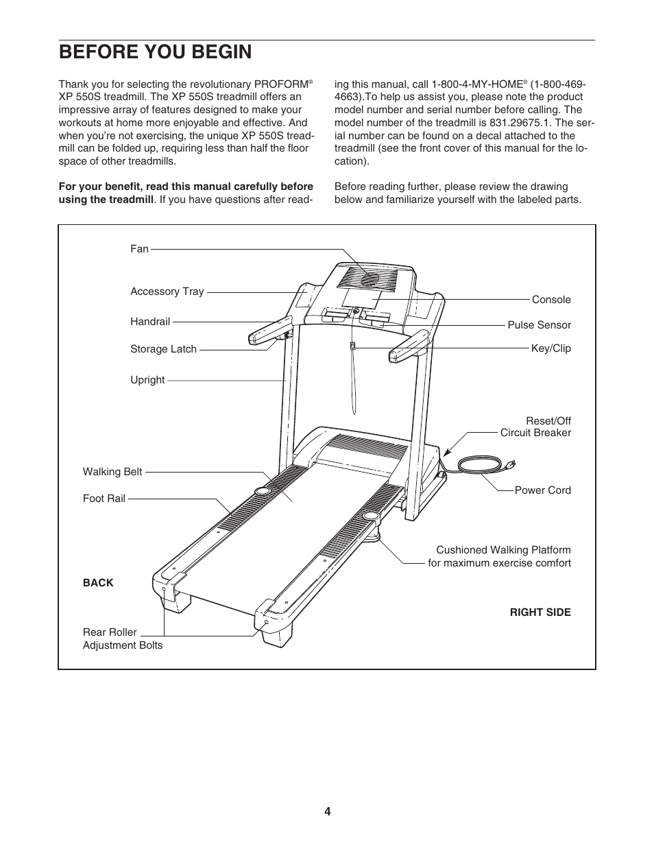 Before you begin | ProForm 831.29675.1 User Manual | Page 4 / 30