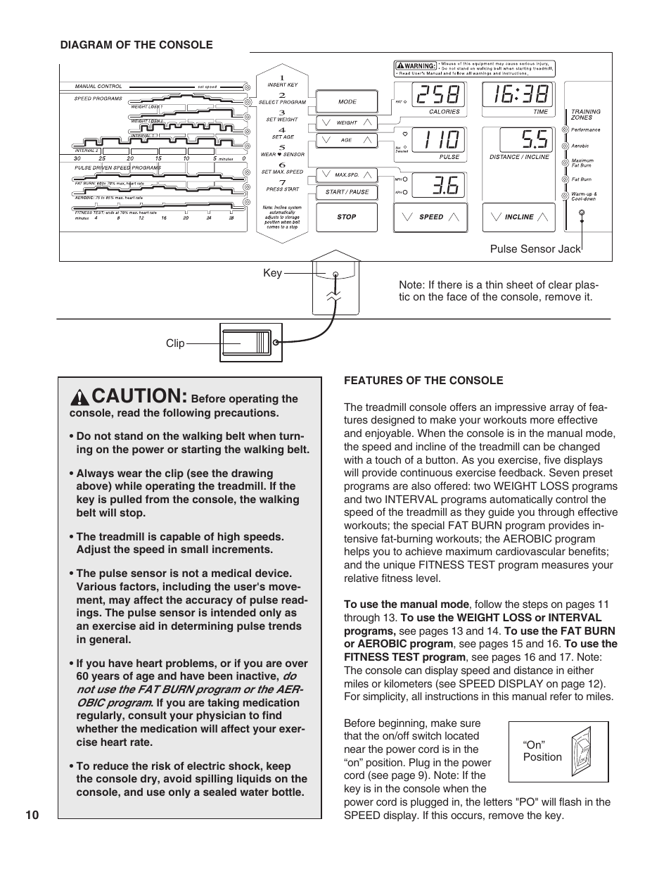 Caution | ProForm 725 TL 831.297763 User Manual | Page 10 / 26