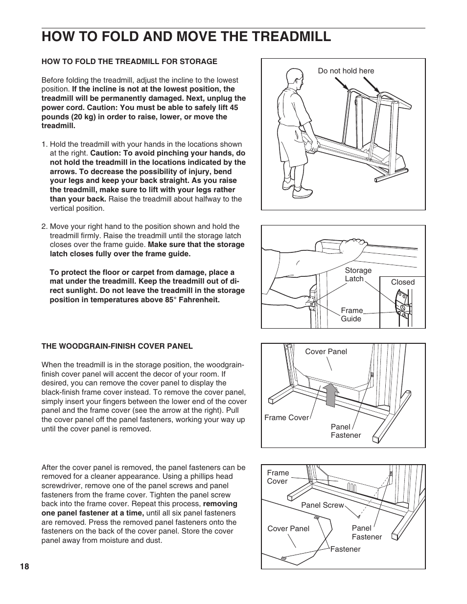 How to fold and move the treadmill | ProForm 725 TL 831.297763 User Manual | Page 18 / 26