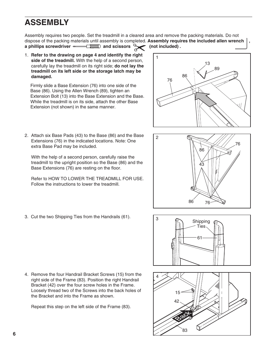 Assembly | ProForm 725 TL 831.297763 User Manual | Page 6 / 26