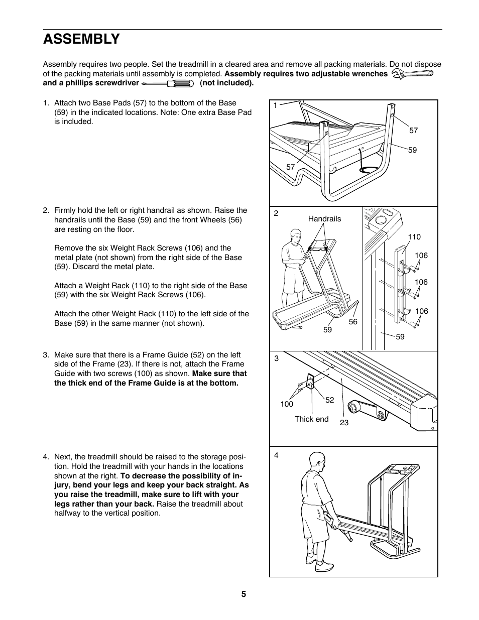 Assembly | ProForm 425 PCTL93070 User Manual | Page 5 / 21