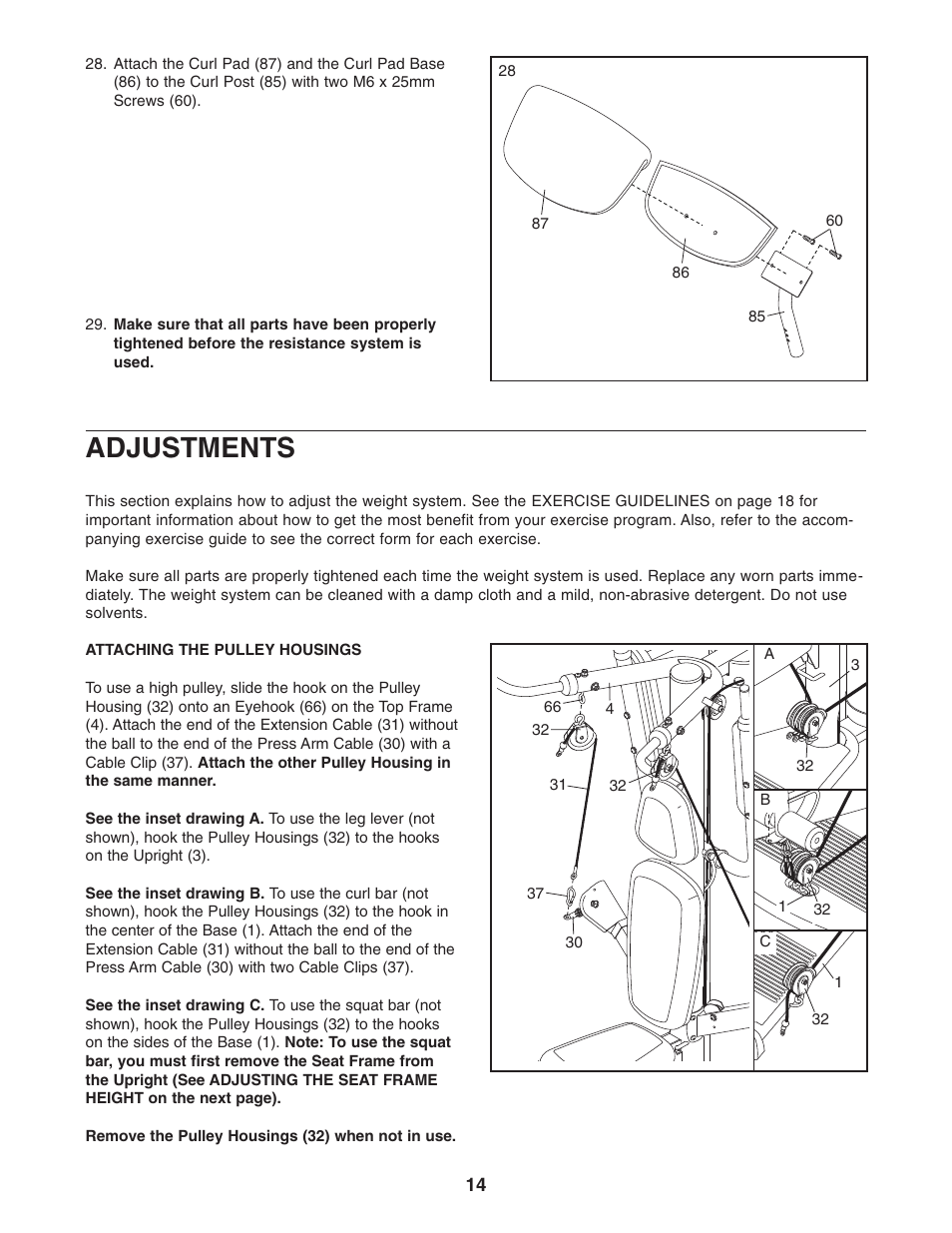 Adjustments | ProForm Fusion PFSY3415.0 User Manual | Page 14 / 24