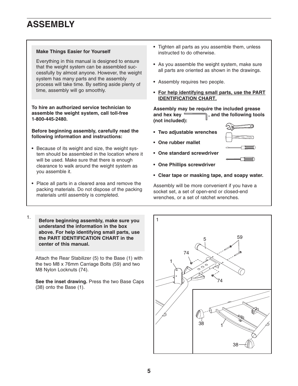 Assembly | ProForm Fusion PFSY3415.0 User Manual | Page 5 / 24