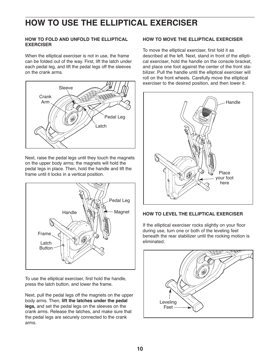 How to use the elliptical exerciser | ProForm PFEL6905.0 User Manual | Page 10 / 24