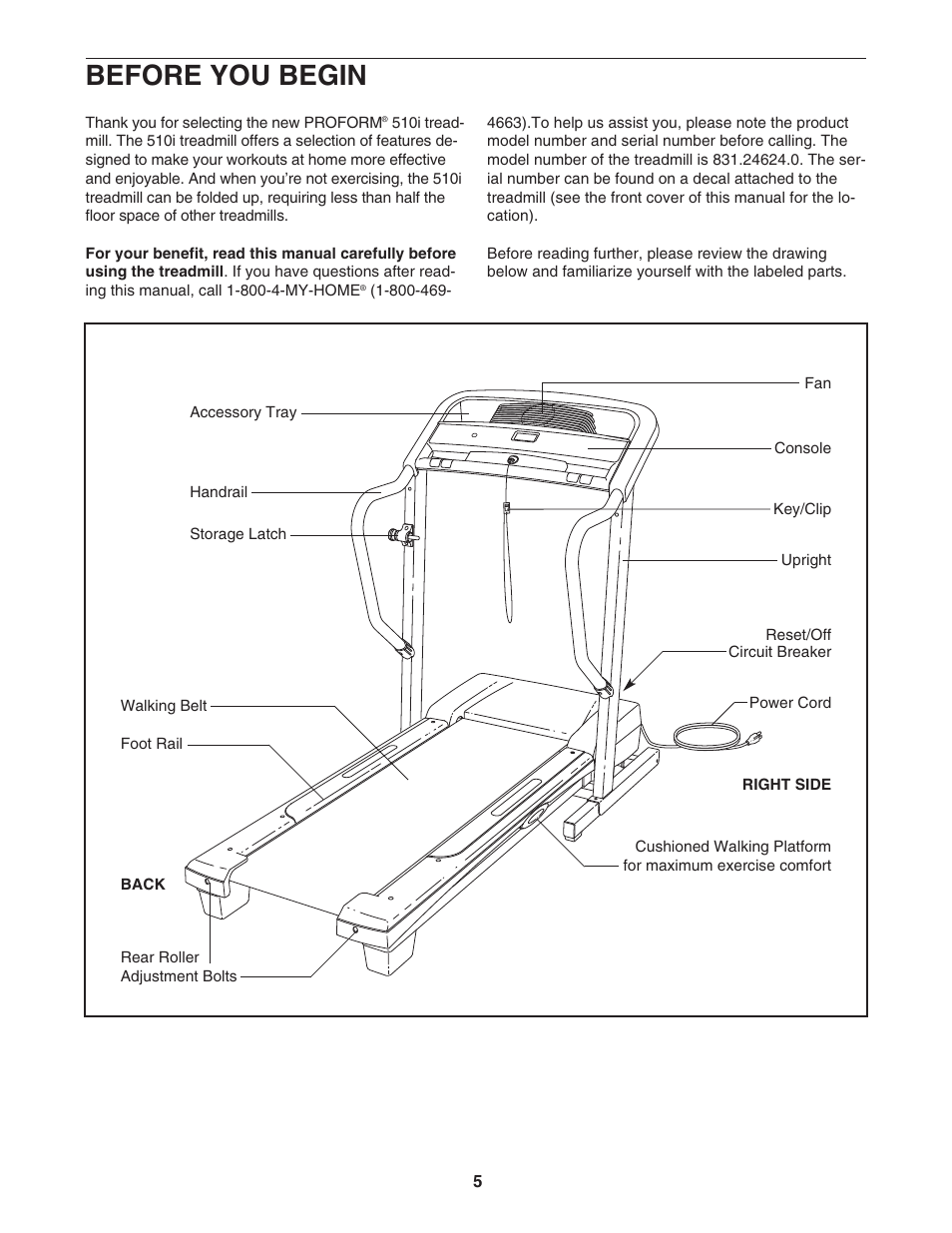 Before you begin | ProForm 831.24624.0 User Manual | Page 5 / 28
