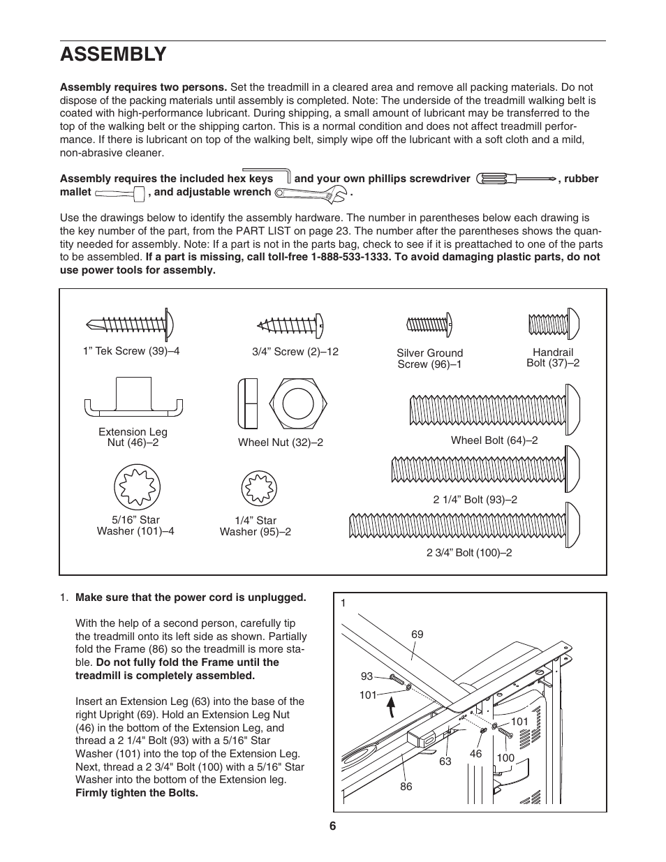 Assembly | ProForm 831.24624.0 User Manual | Page 6 / 28