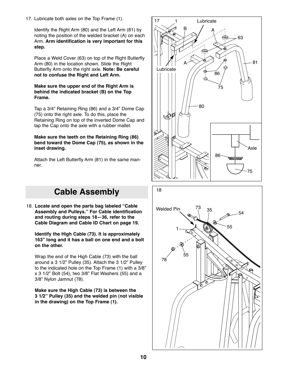 Cable assembly | ProForm PFSY92080 User Manual | Page 10 / 28