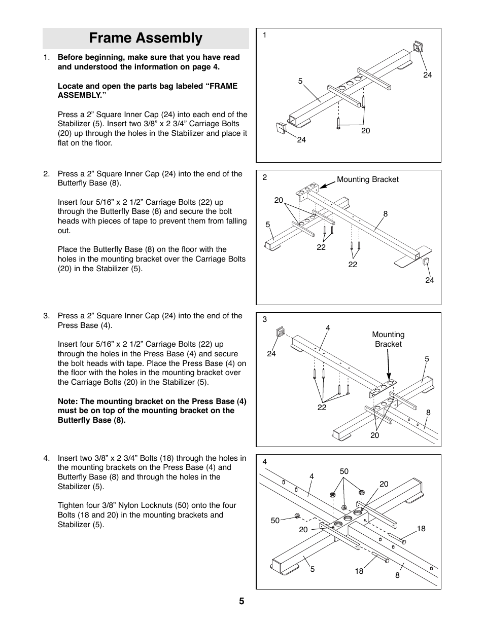 Frame assembly | ProForm PFSY92080 User Manual | Page 5 / 28