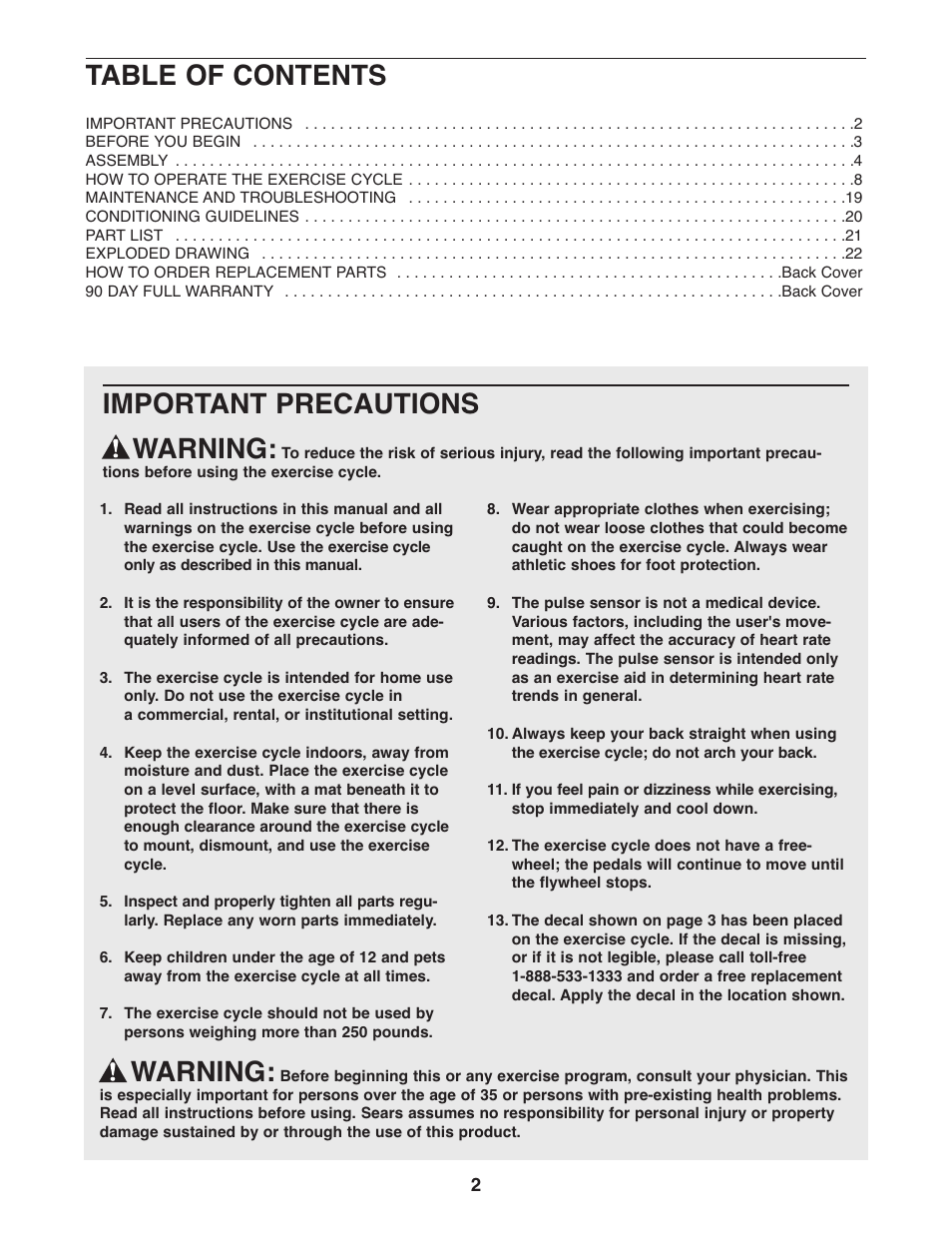 ProForm 831.21522.1 User Manual | Page 2 / 24