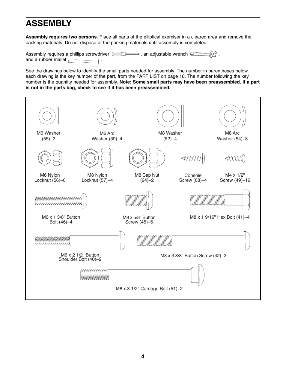 Assembly | ProForm PFEVEL2486.0 User Manual | Page 4 / 20