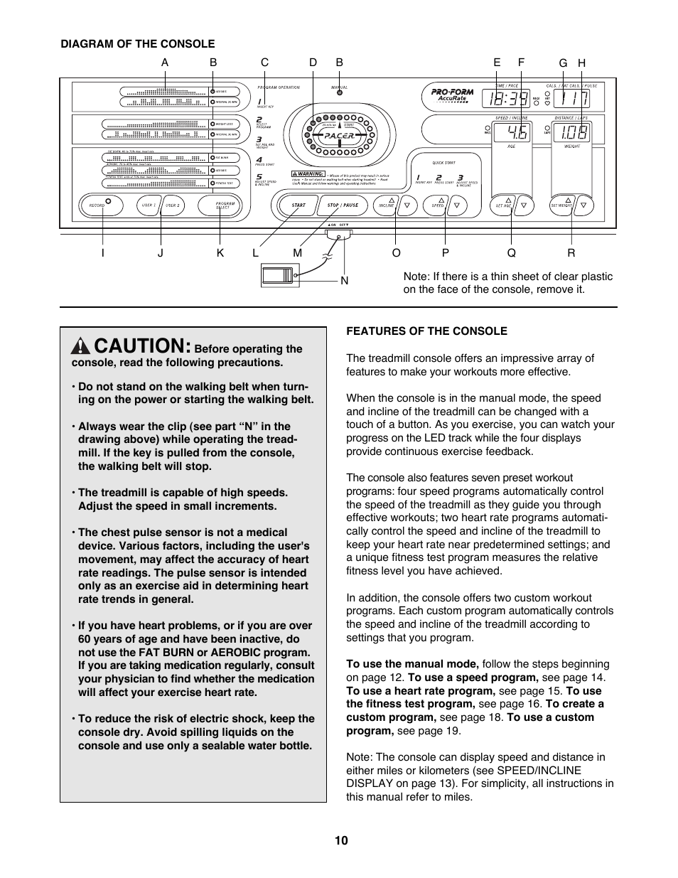 Caution | ProForm 831.297780 User Manual | Page 10 / 30