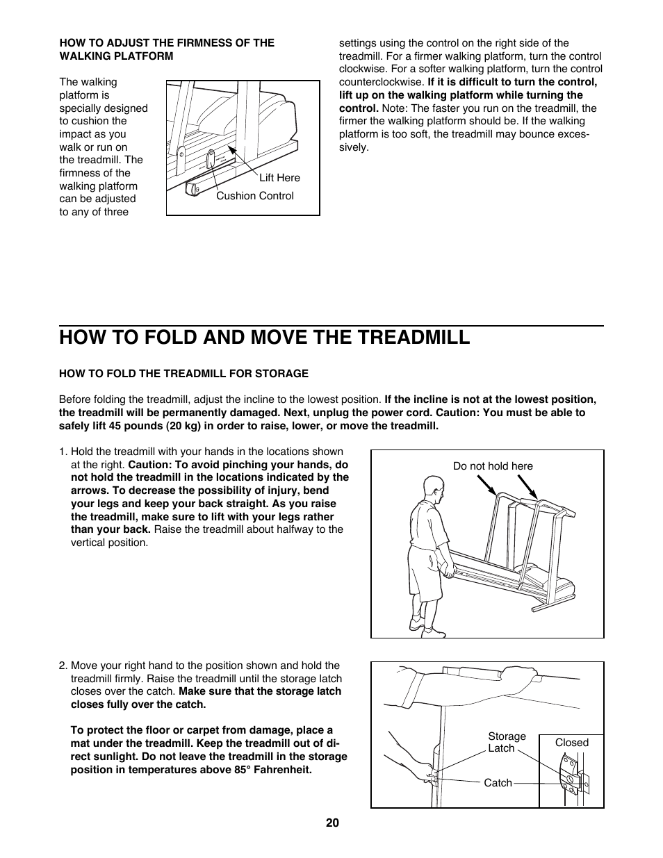 How to fold and move the treadmill | ProForm 831.297780 User Manual | Page 20 / 30