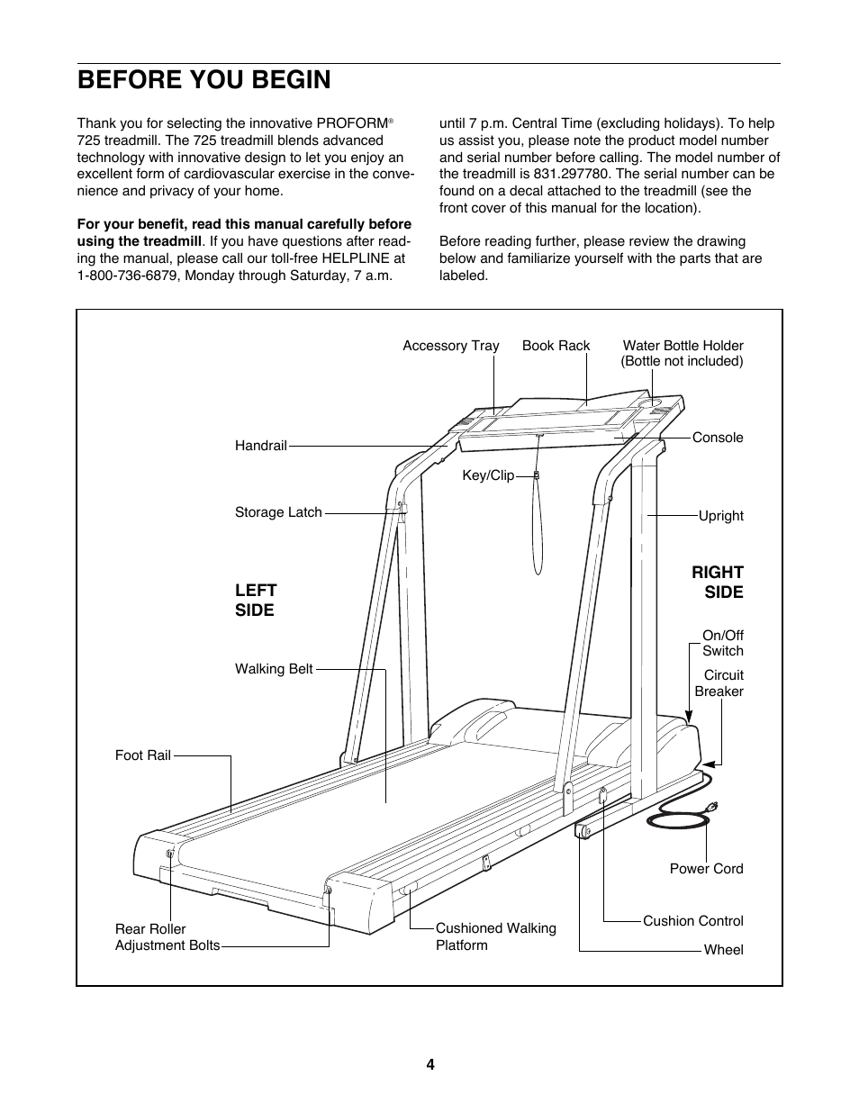 Before you begin | ProForm 831.297780 User Manual | Page 4 / 30