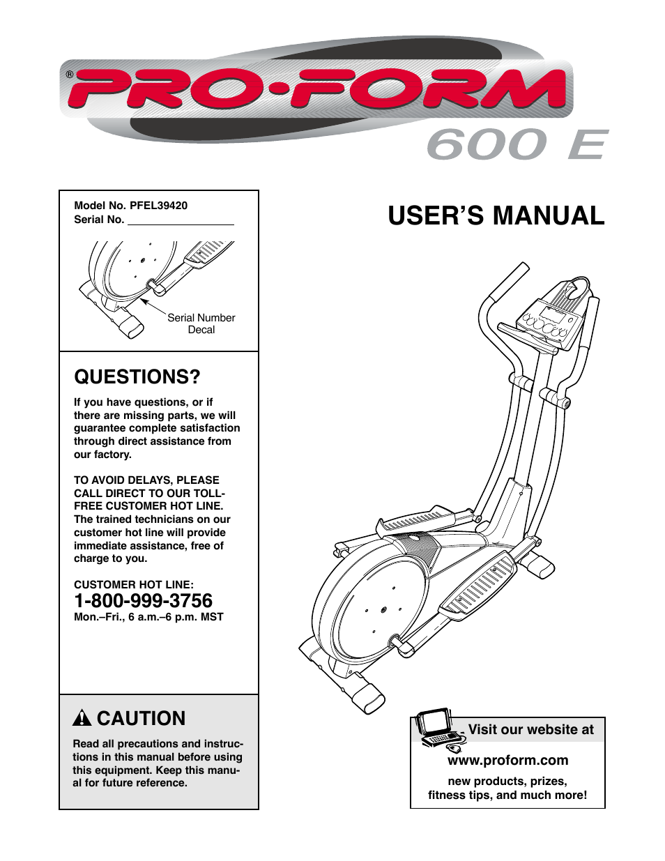 ProForm PFEL39420 User Manual | 24 pages