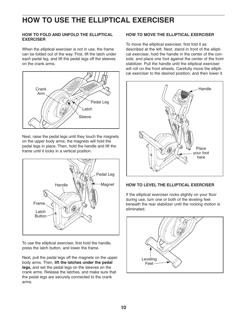 How to use the elliptical exerciser | ProForm 850 PFEL5105.0 User Manual | Page 10 / 24