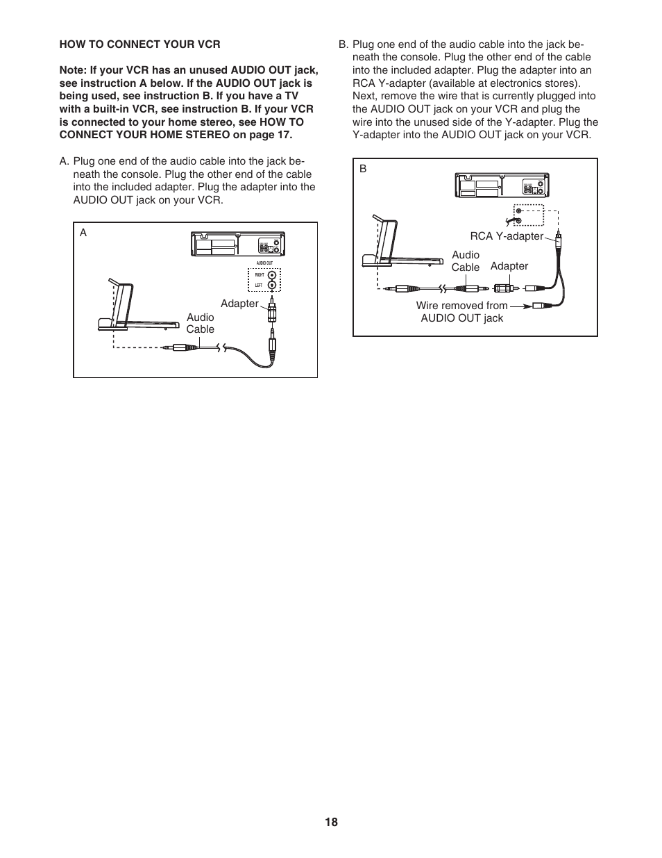 Audio cable adapter a | ProForm 831.295040 User Manual | Page 18 / 30