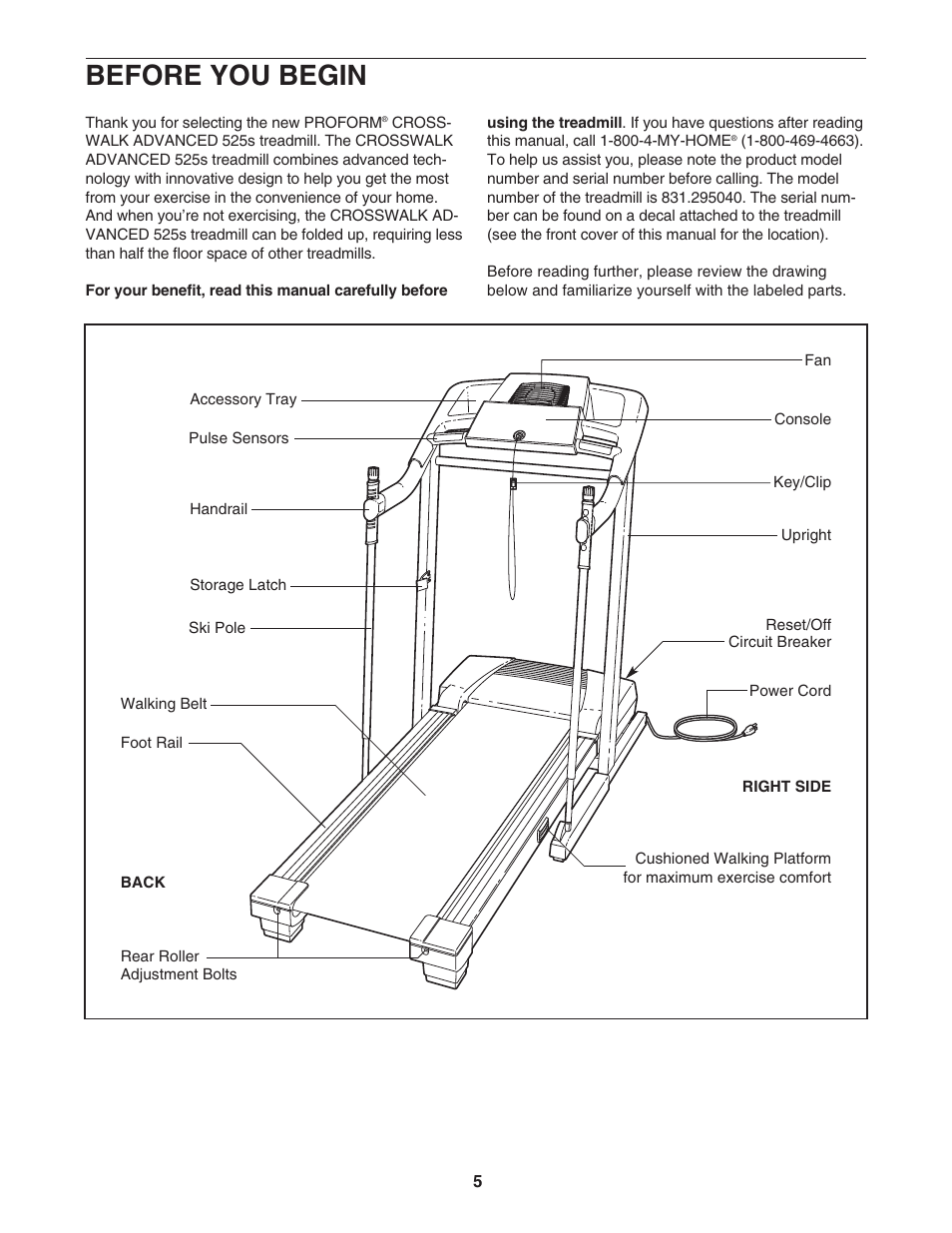 Before you begin | ProForm 831.295040 User Manual | Page 5 / 30