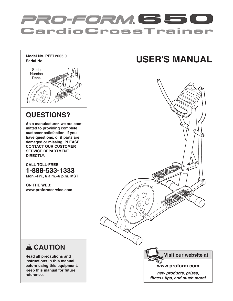 ProForm CardioCross Trainer PFEL2605.0 User Manual | 16 pages