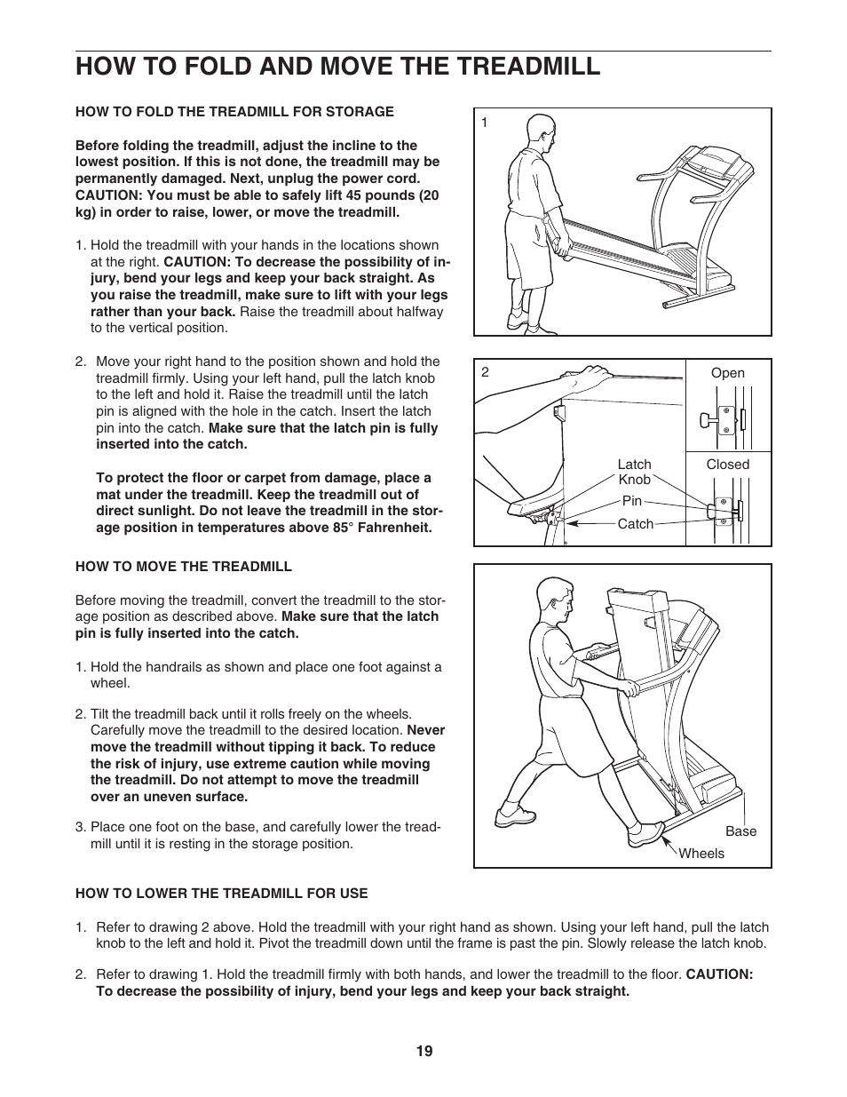 How to fold and move the treadmill | ProForm 831.299480 User Manual | Page 19 / 26