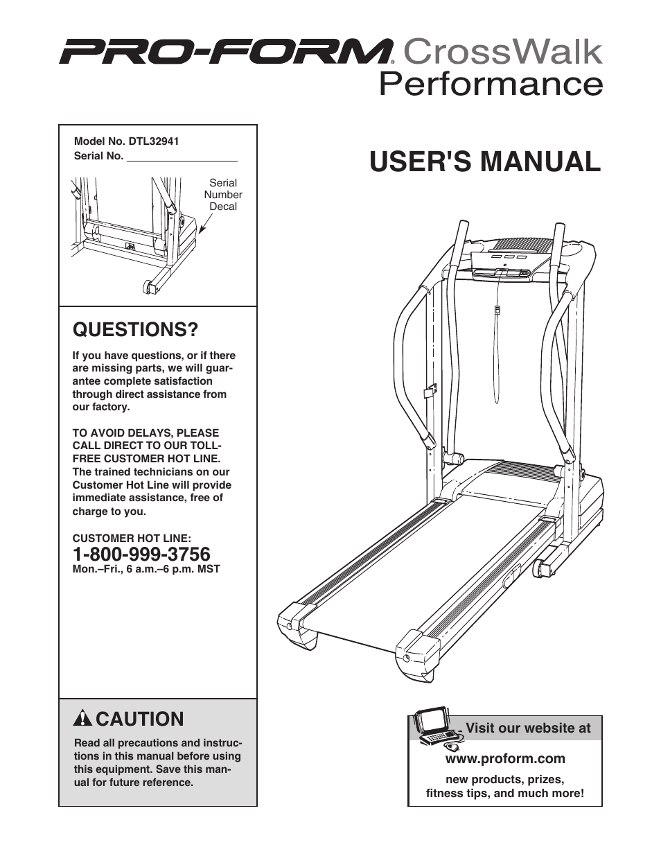 ProForm Crosswalk DTL32941 User Manual | 23 pages