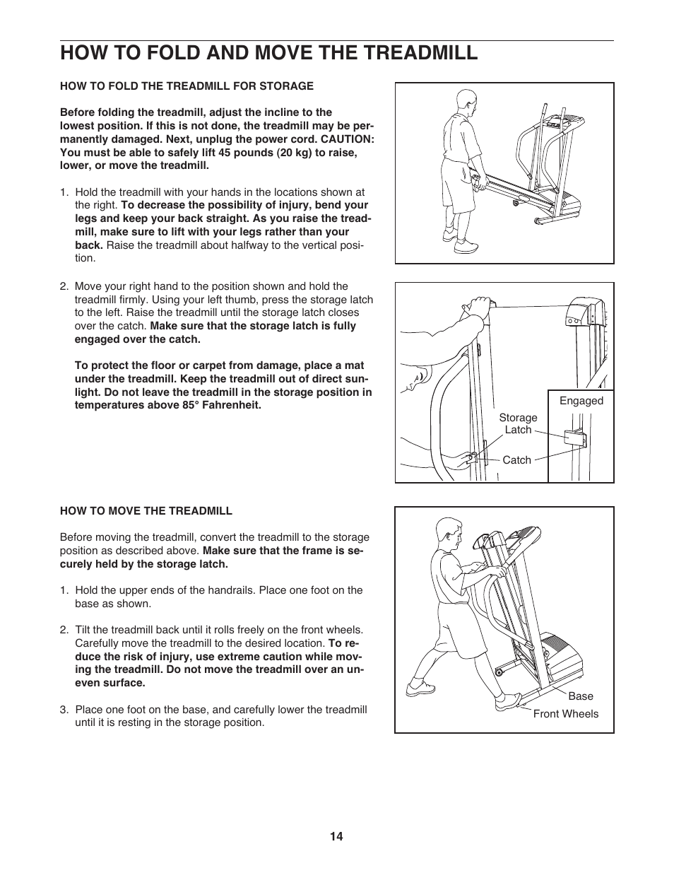 How to fold and move the treadmill | ProForm Crosswalk DTL32941 User Manual | Page 14 / 23