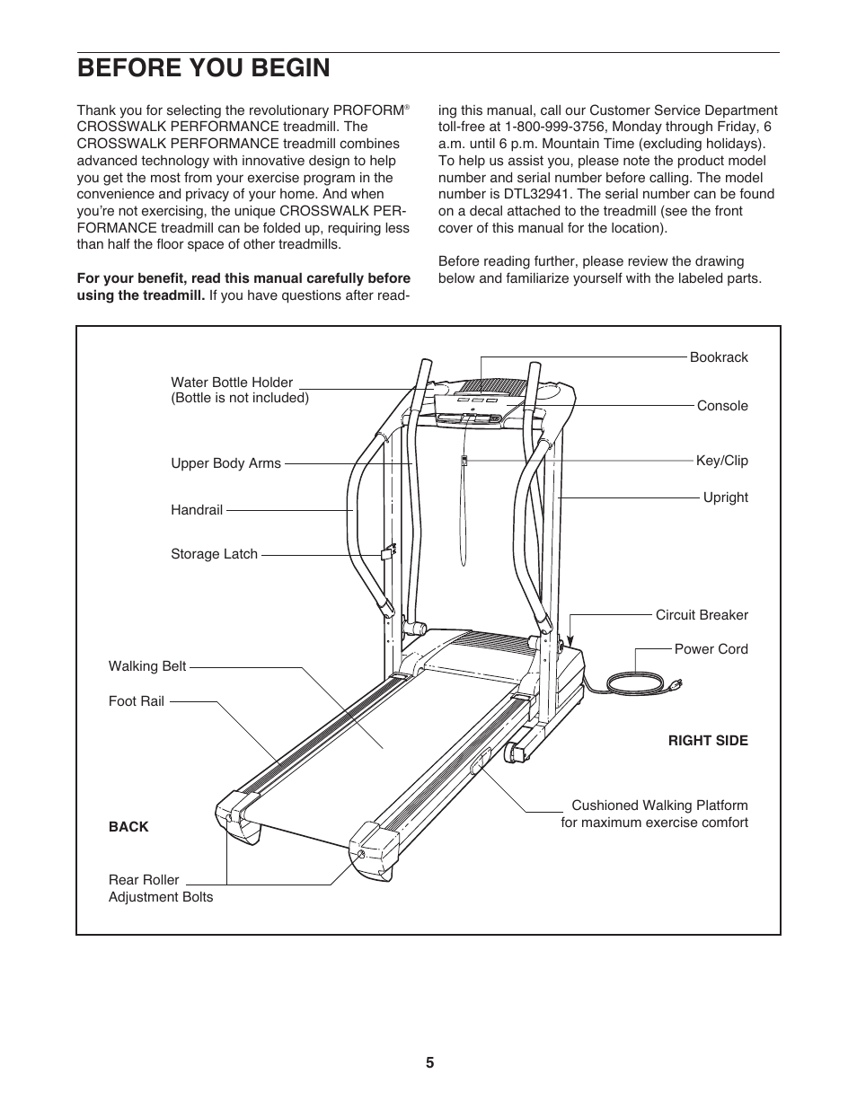 Before you begin | ProForm Crosswalk DTL32941 User Manual | Page 5 / 23