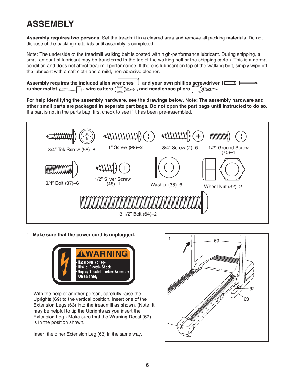 Assembly | ProForm Crosswalk DTL32941 User Manual | Page 6 / 23