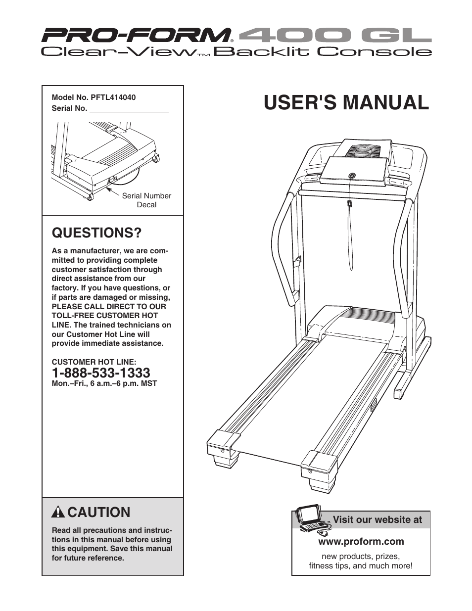 ProForm 400 GL User Manual | 30 pages