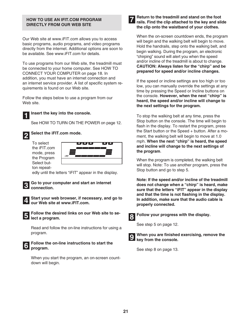 ProForm 400 GL User Manual | Page 21 / 30