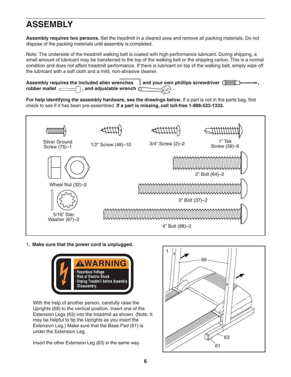 Assembly | ProForm 400 GL User Manual | Page 6 / 30