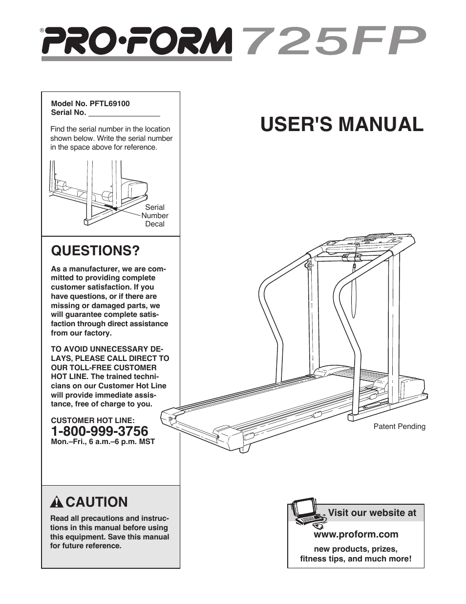 ProForm 725FP PFTL69100 User Manual | 26 pages