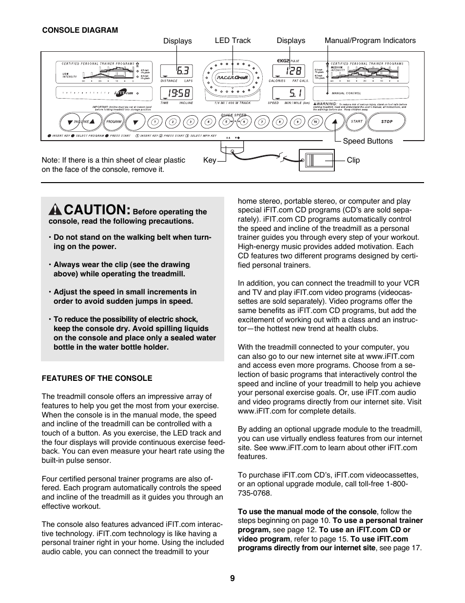 Caution | ProForm 725FP PFTL69100 User Manual | Page 9 / 26