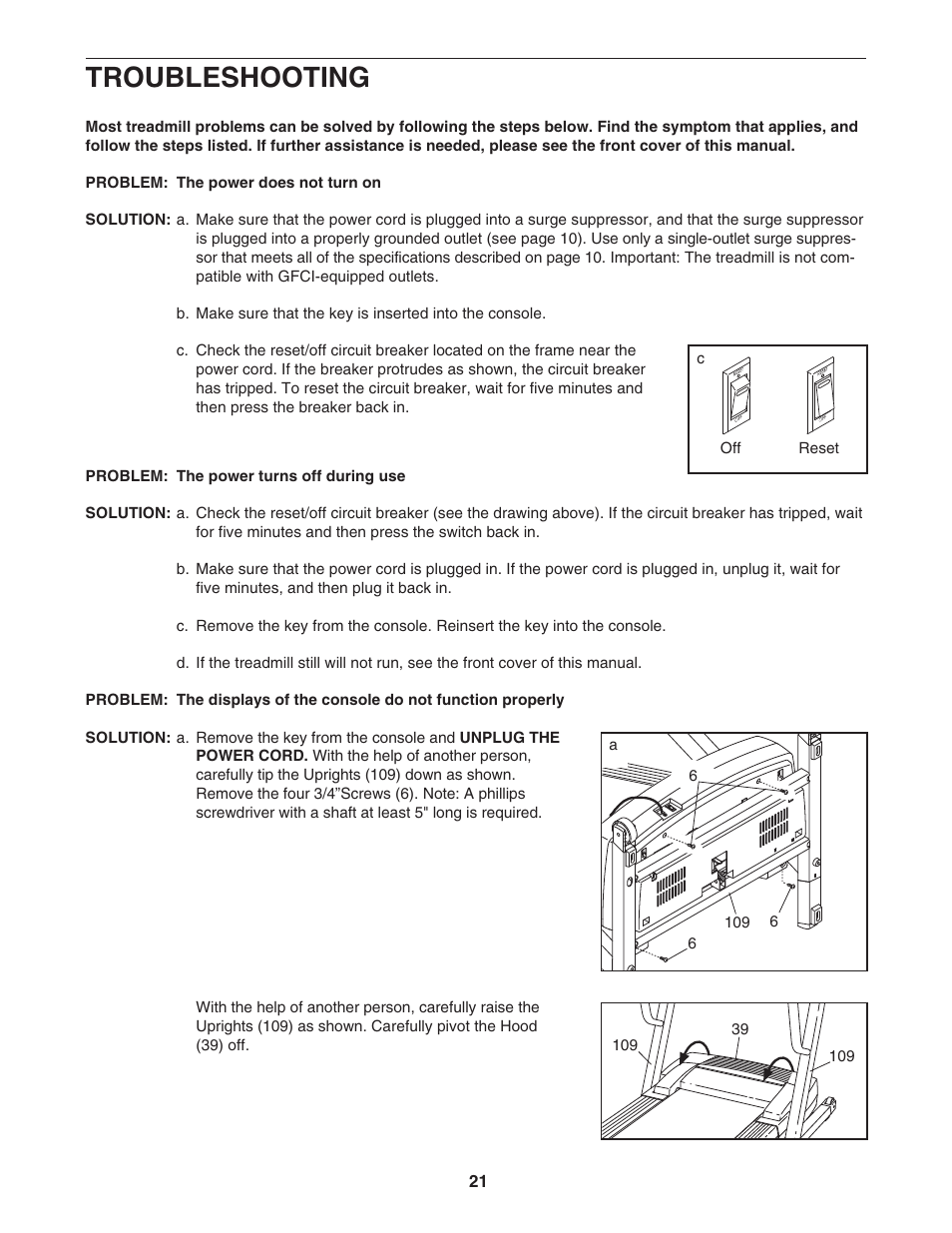 Troubleshooting | ProForm 975 PFTL91206.0 User Manual | Page 21 / 32