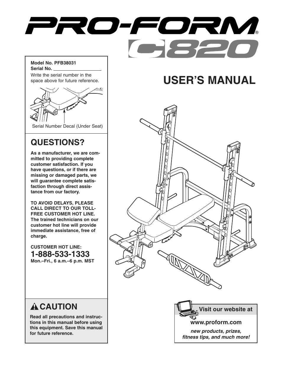 ProForm PFB38031 User Manual | 23 pages