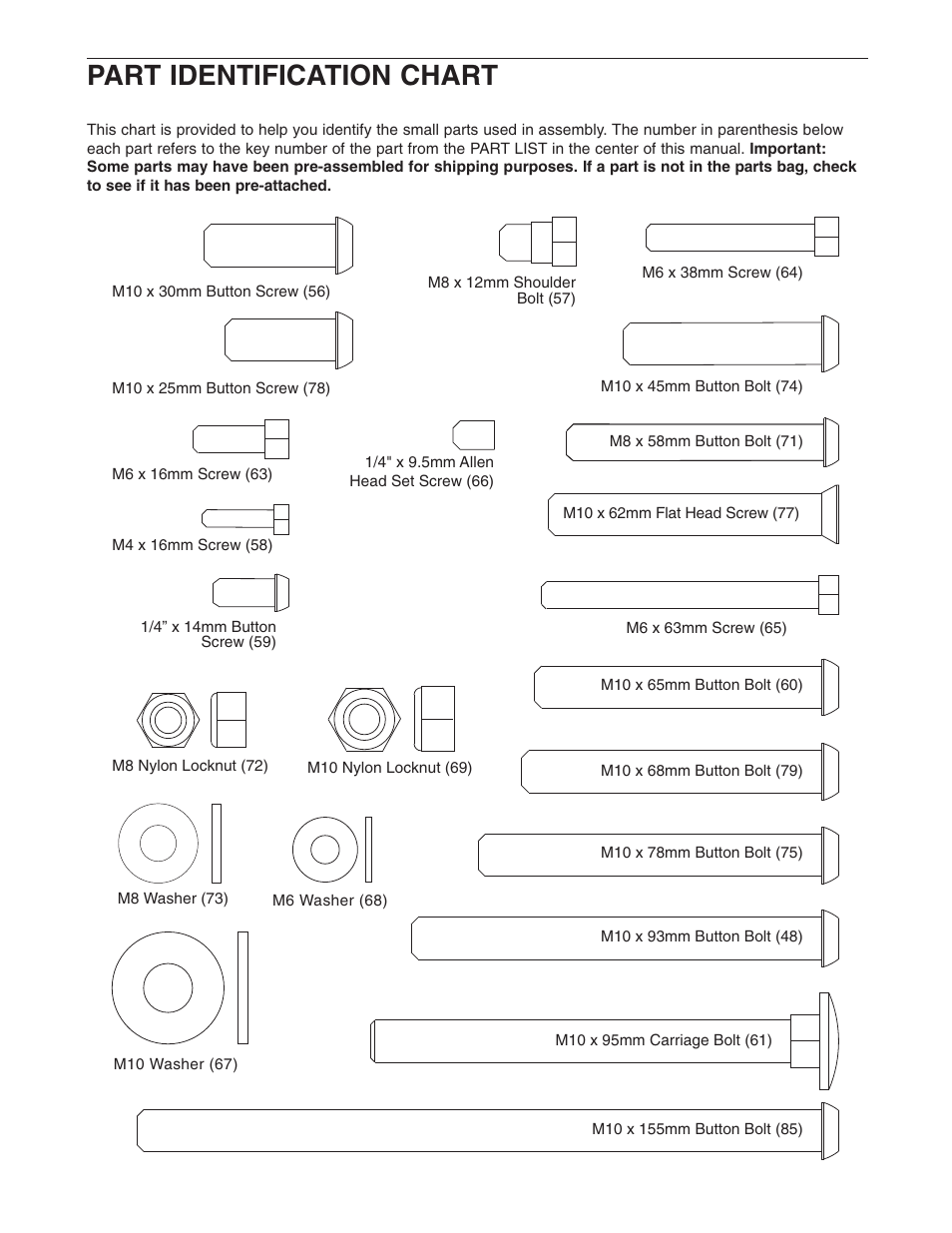 Part identification chart | ProForm PFB38031 User Manual | Page 20 / 23