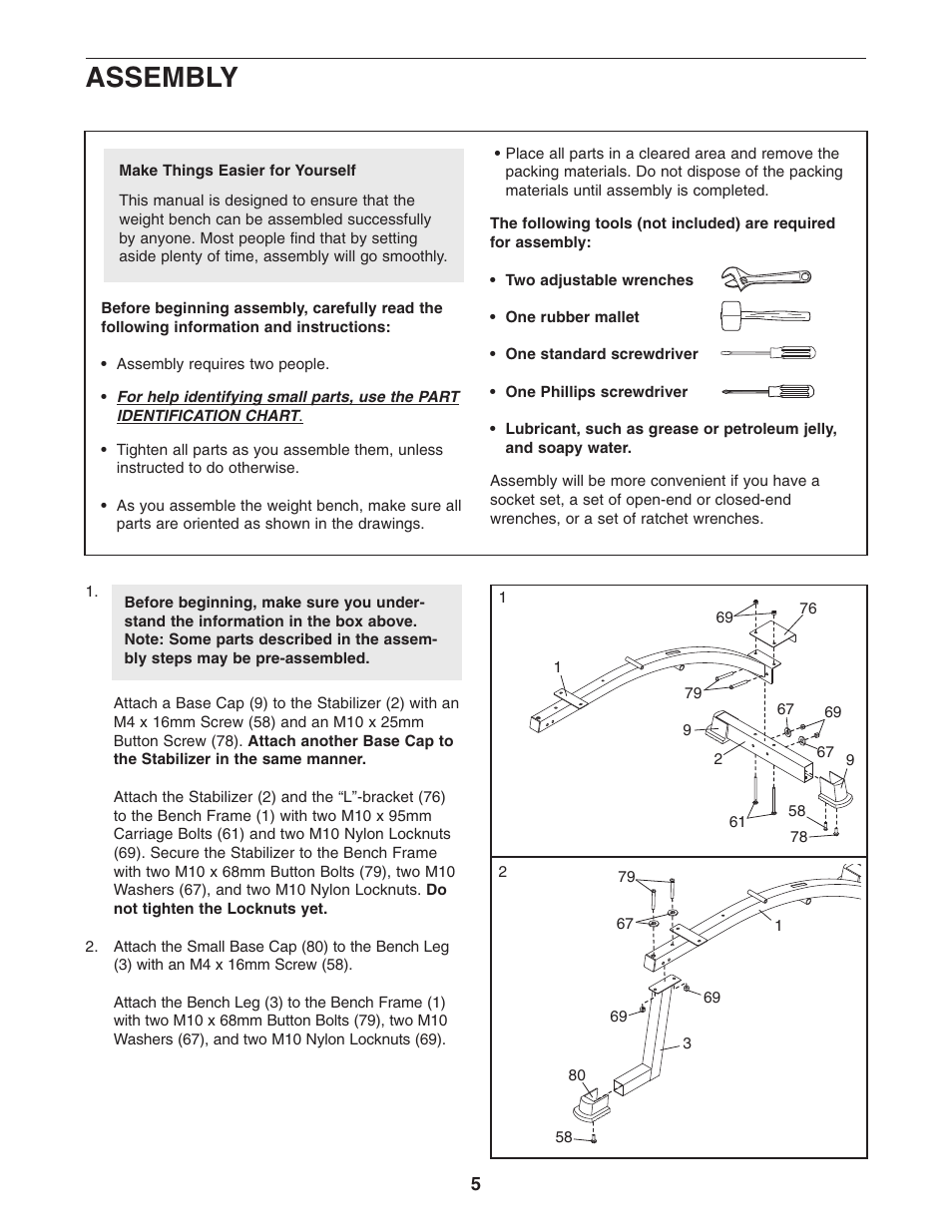 Assembly | ProForm PFB38031 User Manual | Page 5 / 23