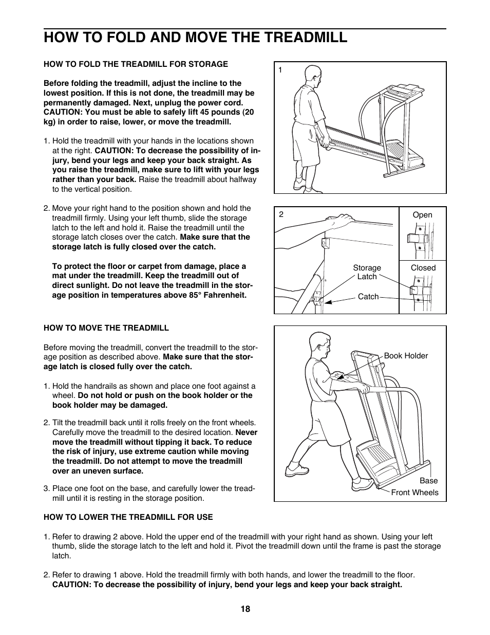 How to fold and move the treadmill | ProForm 590QS 831.299243 User Manual | Page 18 / 26