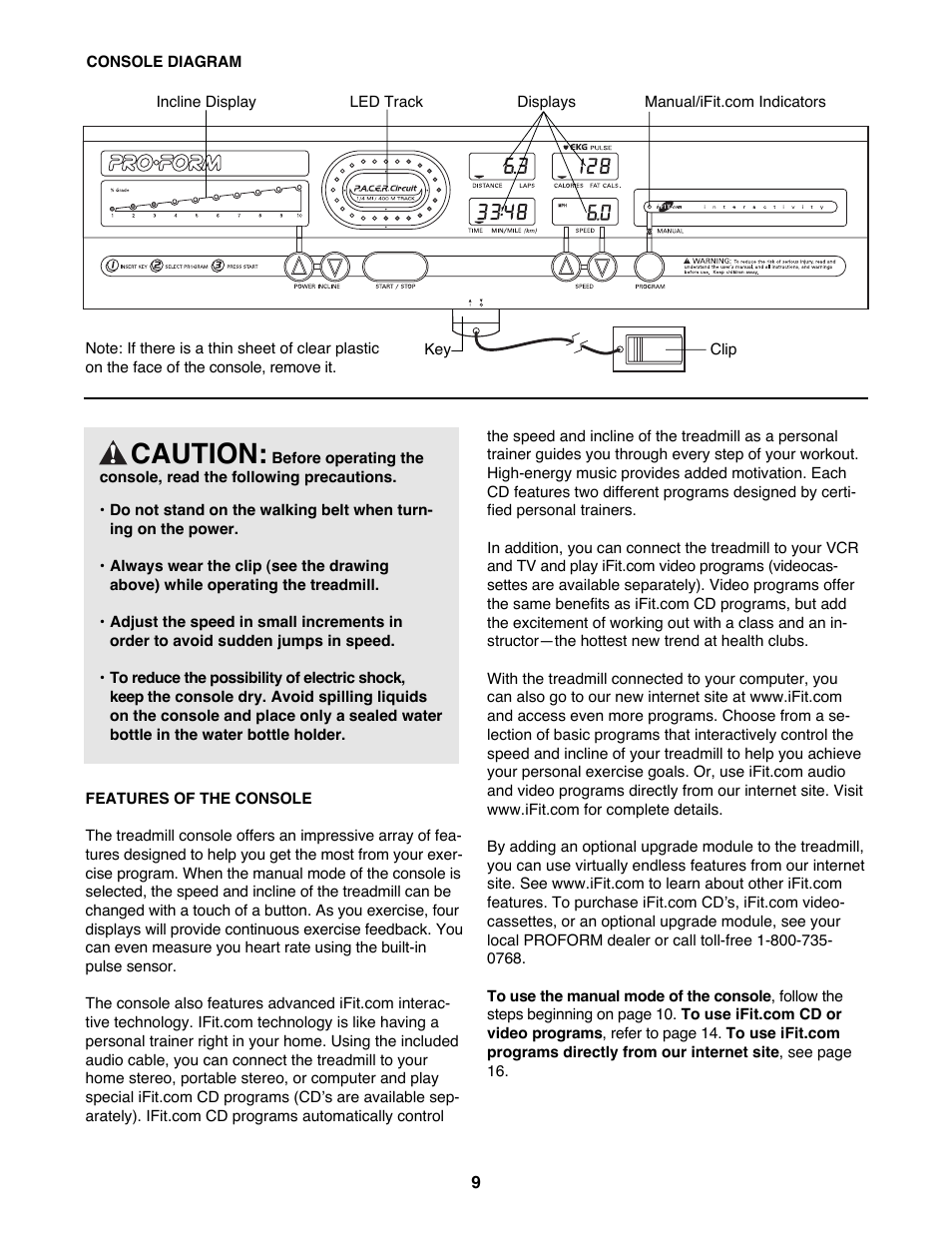Caution | ProForm 590QS 831.299243 User Manual | Page 9 / 26