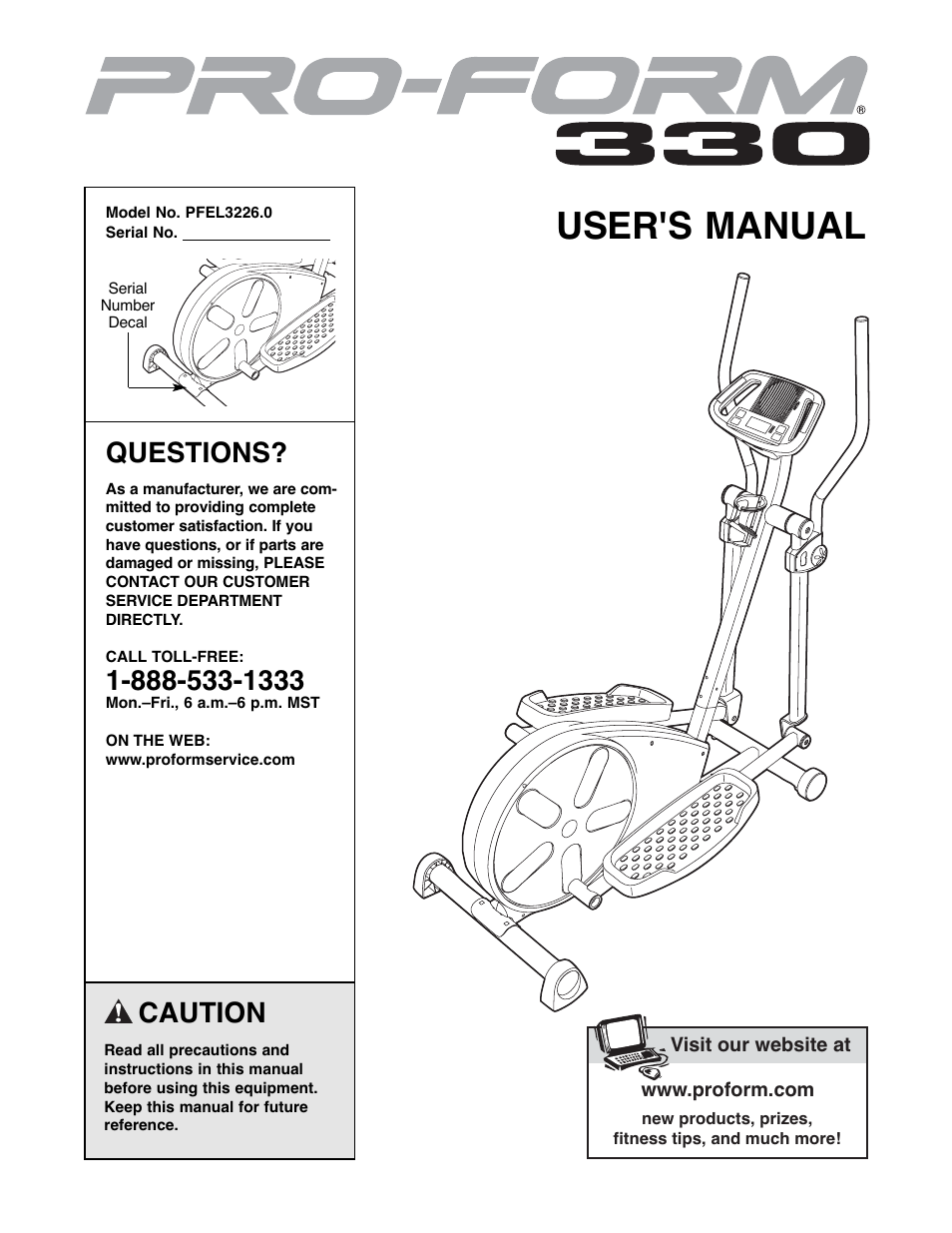 ProForm 330 PFEL3226.0 User Manual | 20 pages